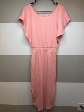 Daily Practice Women's Ribbed Midi Dress in Light Coral Pink size small